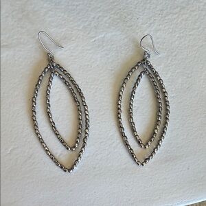 Stella & Dot Silver Double-Loop Beaded Drop Earrings